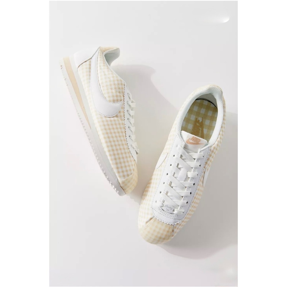 Nike Cortez Gingham Casual Sneakers Women's Size 8.5 White Beige - Picture 4 of 13